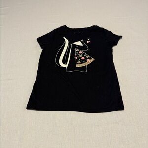Cast‎ & Jack Girls Size Medium 7/8 Black Kids Shirt with Skunk Design
